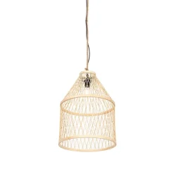QAZQA Gartenbeleuchtung|Pendelleuchten Außen*Ländliche Hängelampe für den Außenbereich, Rattan, 40 x 55 cm – Calamus