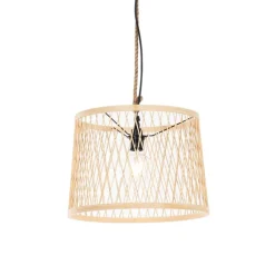 QAZQA Gartenbeleuchtung|Pendelleuchten Außen*Ländliche Hängelampe für den Außenbereich, Rattan, 40 cm – Calamus