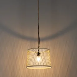 QAZQA Gartenbeleuchtung|Pendelleuchten Außen*Ländliche Hängelampe für den Außenbereich, Rattan, 40 cm – Calamus