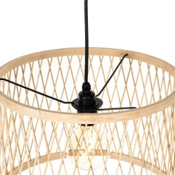 QAZQA Gartenbeleuchtung|Pendelleuchten Außen*Ländliche Hängelampe für den Außenbereich, Rattan, 3-flammig – Calamus