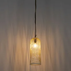 QAZQA Gartenbeleuchtung|Pendelleuchten Außen*Ländliche Hängelampe für den Außenbereich, Rattan, 25 cm – Calamus