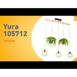 QAZQA Pendelleuchten|Wohnzimmerlampen*Ländliche Hängelampe Gold mit Holz 3 Lichter - Yura