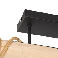 QAZQA Pendelleuchten|Wohnzimmerlampen*Ländliche Hängelampe Gold mit Holz 3 Lichter - Yura