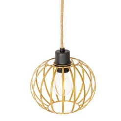 QAZQA Pendelleuchten|Wohnzimmerlampen*Ländliche Hängelampe Gold mit Holz 3 Lichter - Yura