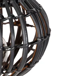 QAZQA Pendelleuchten|Wohnzimmerlampen*Ländliche Hängelampe schwarz länglich 3-flammig - Canna