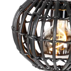 QAZQA Pendelleuchten|Wohnzimmerlampen*Ländliche Hängelampe schwarz länglich 3-flammig - Canna