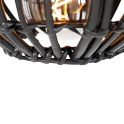 QAZQA Pendelleuchten|Wohnzimmerlampen*Ländliche Hängelampe schwarz länglich 3-flammig - Canna