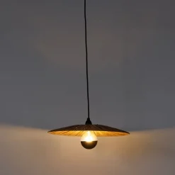 QAZQA Pendelleuchten|Wohnzimmerlampen*Ländliche Hängelampe schwarz mit Seil 45 cm - Leia