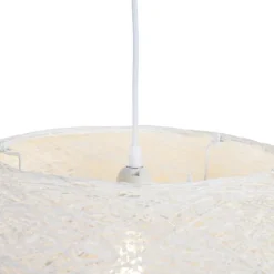 QAZQA Pendelleuchten|Wohnzimmerlampen*Ländliche Hängelampe weiß 50 cm - Corda Flat