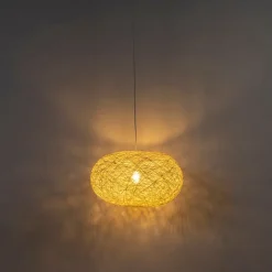 QAZQA Pendelleuchten|Wohnzimmerlampen*Ländliche Hängelampe weiß 50 cm - Corda Flat