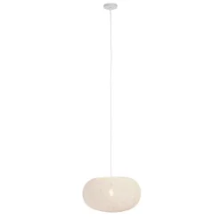 QAZQA Pendelleuchten|Wohnzimmerlampen*Ländliche Hängelampe weiß 50 cm - Corda Flat