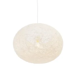 QAZQA Pendelleuchten|Wohnzimmerlampen*Ländliche Hängelampe weiß 50 cm - Corda Flat
