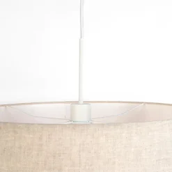 QAZQA Pendelleuchten|Wohnzimmerlampen*Ländliche Hängelampe weiß mit hellgrauem Baumwollschirm 50 cm - Combi