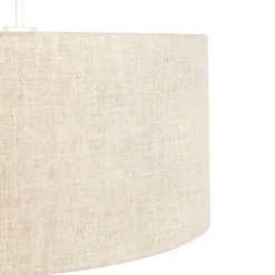 QAZQA Pendelleuchten|Wohnzimmerlampen*Ländliche Hängelampe weiß mit hellgrauem Baumwollschirm 50 cm - Combi