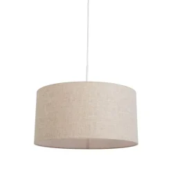 QAZQA Pendelleuchten|Wohnzimmerlampen*Ländliche Hängelampe weiß mit hellgrauem Baumwollschirm 50 cm - Combi