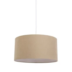 QAZQA Pendelleuchten|Wohnzimmerlampen*Ländliche Hängelampe weiß mit hellbraunem Schirm 50 cm – Combi