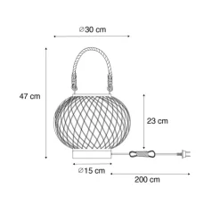 QAZQA Gartenbeleuchtung|Tischlampe Außen*Ländliche Outdoor-Tischlampe aus Rattan – Calamus