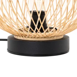 QAZQA Gartenbeleuchtung|Tischlampe Außen*Ländliche Outdoor-Tischlampe aus Rattan – Calamus