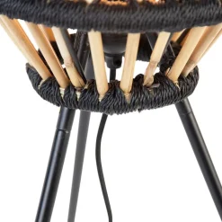 QAZQA Tischlampen|Wohnzimmerlampen*Ländliche Stativ-Tischlampe Bambus mit Schwarz - Evalin