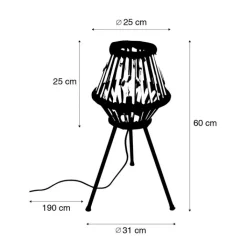 QAZQA Tischlampen|Wohnzimmerlampen*Ländliche Stativ-Tischlampe Bambus mit Schwarz - Evalin