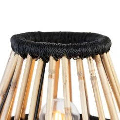 QAZQA Tischlampen|Wohnzimmerlampen*Ländliche Stativ-Tischlampe Bambus mit Schwarz - Evalin