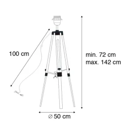 QAZQA Schlafzimmerlampen|Küchenlampen*Ländliche Stehlampe aus Dreibeinholz mit antikem Messing – Cortin