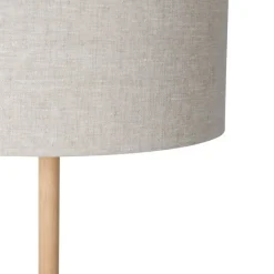 QAZQA Schlafzimmerlampen|Esszimmerlampen*Ländliche Stehlampe Holz mit hellbraunem Schirm - Mels