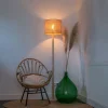 QAZQA Schlafzimmerlampen|Küchenlampen*Ländliche Stehlampe Holz mit Leinenschirm natur 32 cm - Mels
