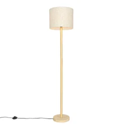 QAZQA Küchenlampen|Stehlampen*Ländliche Stehlampe Holz mit Leinenschirm beige 32 cm - Mels