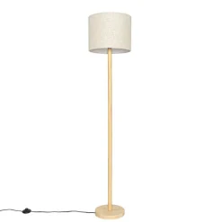 QAZQA Küchenlampen|Stehlampen*Ländliche Stehlampe Holz mit Leinenschirm beige 32 cm - Mels