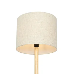 QAZQA Küchenlampen|Stehlampen*Ländliche Stehlampe Holz mit Leinenschirm beige 32 cm - Mels
