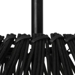 QAZQA Stehlampen|Esszimmerlampen*Ländliche Stehlampe schwarz mit Rattan - Sam