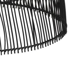 QAZQA Stehlampen|Esszimmerlampen*Ländliche Stehlampe schwarz mit Rattan - Sam