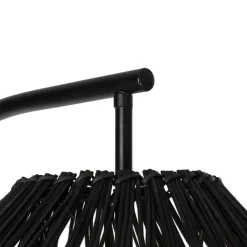 QAZQA Stehlampen|Esszimmerlampen*Ländliche Stehlampe schwarz mit Rattan - Sam