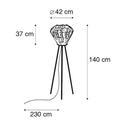 QAZQA Stehlampen|Wohnzimmerlampen*Ländliche Stehlampe Stativ Bambus mit Weiß - Canna Diamond