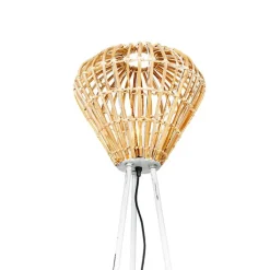 QAZQA Stehlampen|Wohnzimmerlampen*Ländliche Stehlampe Stativ Bambus mit Weiß - Canna Diamond