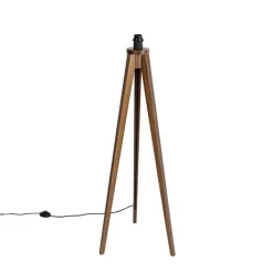 QAZQA Leuchten Ohne Schirm|Stehlampen*Ländliche Stehlampenstativ aus Walnussholz - Tripod Classic