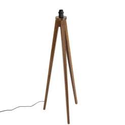 QAZQA Leuchten Ohne Schirm|Stehlampen*Ländliche Stehlampenstativ aus Walnussholz - Tripod Classic