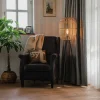 QAZQA Stehlampen|Esszimmerlampen*Ländliche Stehleuchte schwarz mit Rattan - Manila