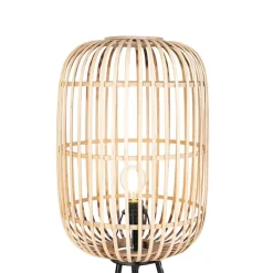 QAZQA Stehlampen|Esszimmerlampen*Ländliche Stehleuchte schwarz mit Rattan - Manila