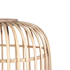 QAZQA Stehlampen|Esszimmerlampen*Ländliche Stehleuchte schwarz mit Rattan - Manila