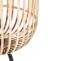 QAZQA Stehlampen|Esszimmerlampen*Ländliche Stehleuchte schwarz mit Rattan - Manila