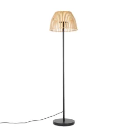 QAZQA Gartenbeleuchtung|Led-Außenleuchten*Ländliche Stehleuchte schwarz mit Bambus inkl. LED - Kaiser