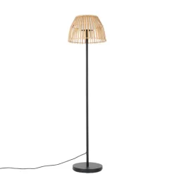 QAZQA Gartenbeleuchtung|Led-Außenleuchten*Ländliche Stehleuchte schwarz mit Bambus inkl. LED - Kaiser