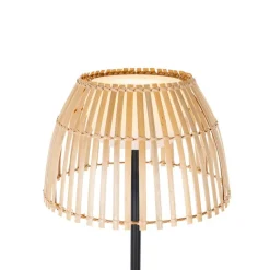 QAZQA Gartenbeleuchtung|Led-Außenleuchten*Ländliche Stehleuchte schwarz mit Bambus inkl. LED - Kaiser