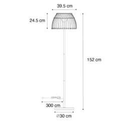 QAZQA Gartenbeleuchtung|Led-Außenleuchten*Ländliche Stehleuchte schwarz mit Bambus inkl. LED - Kaiser