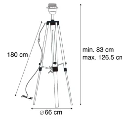 QAZQA Leuchten Ohne Schirm|Stehlampen*Ländliche Stehleuchte schwarz ohne Schirm - Tripod