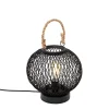 QAZQA Gartenbeleuchtung|Tischlampe Außen*Ländliche Tischlampe für den Außenbereich aus schwarzem Rattan – Calamus