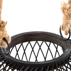 QAZQA Gartenbeleuchtung|Tischlampe Außen*Ländliche Tischlampe für den Außenbereich aus schwarzem Rattan – Calamus