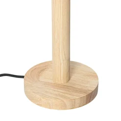 QAZQA Tischlampen|Wohnzimmerlampen*Ländliche Tischlampe Holz mit Leinenschirm natur 25 cm - Mels